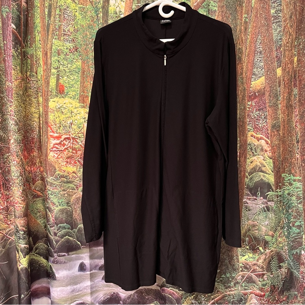 Eileen Fisher Black Zipper jacket lightweight jersey stretchy 1X - Picture 3 of 10